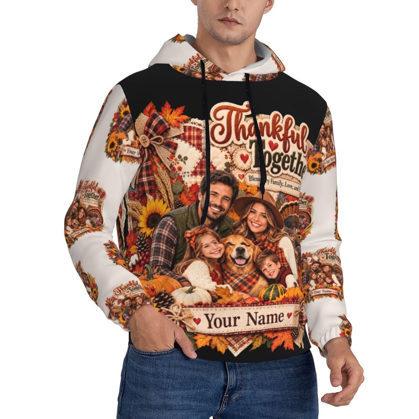 Thanksgiving Family Portrait 14 Sweat à capuche pour homme