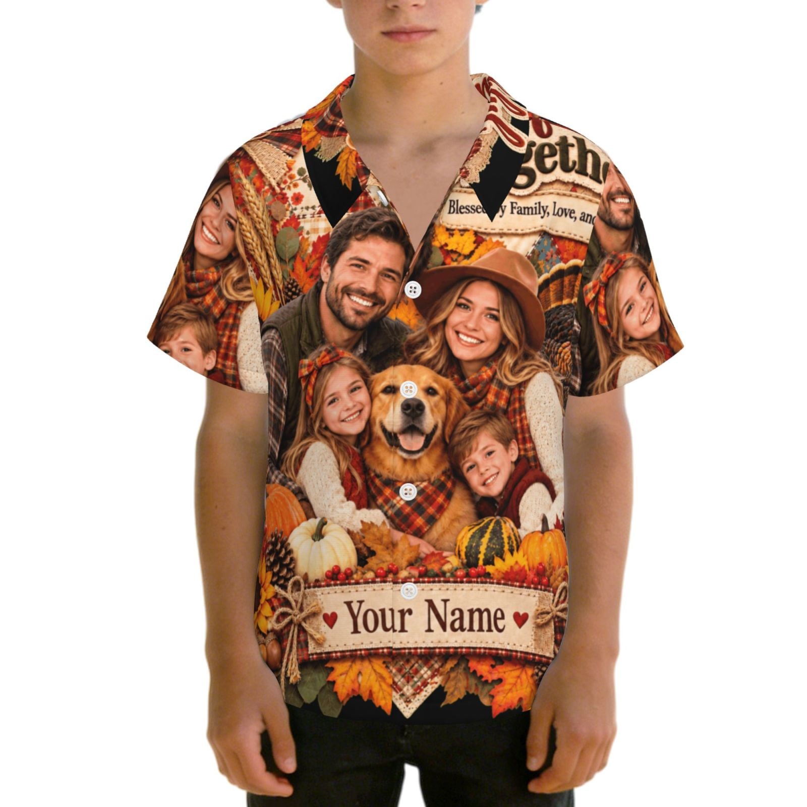 Thanksgiving Family Portrait 14 Chemise hawaïenne pour ados