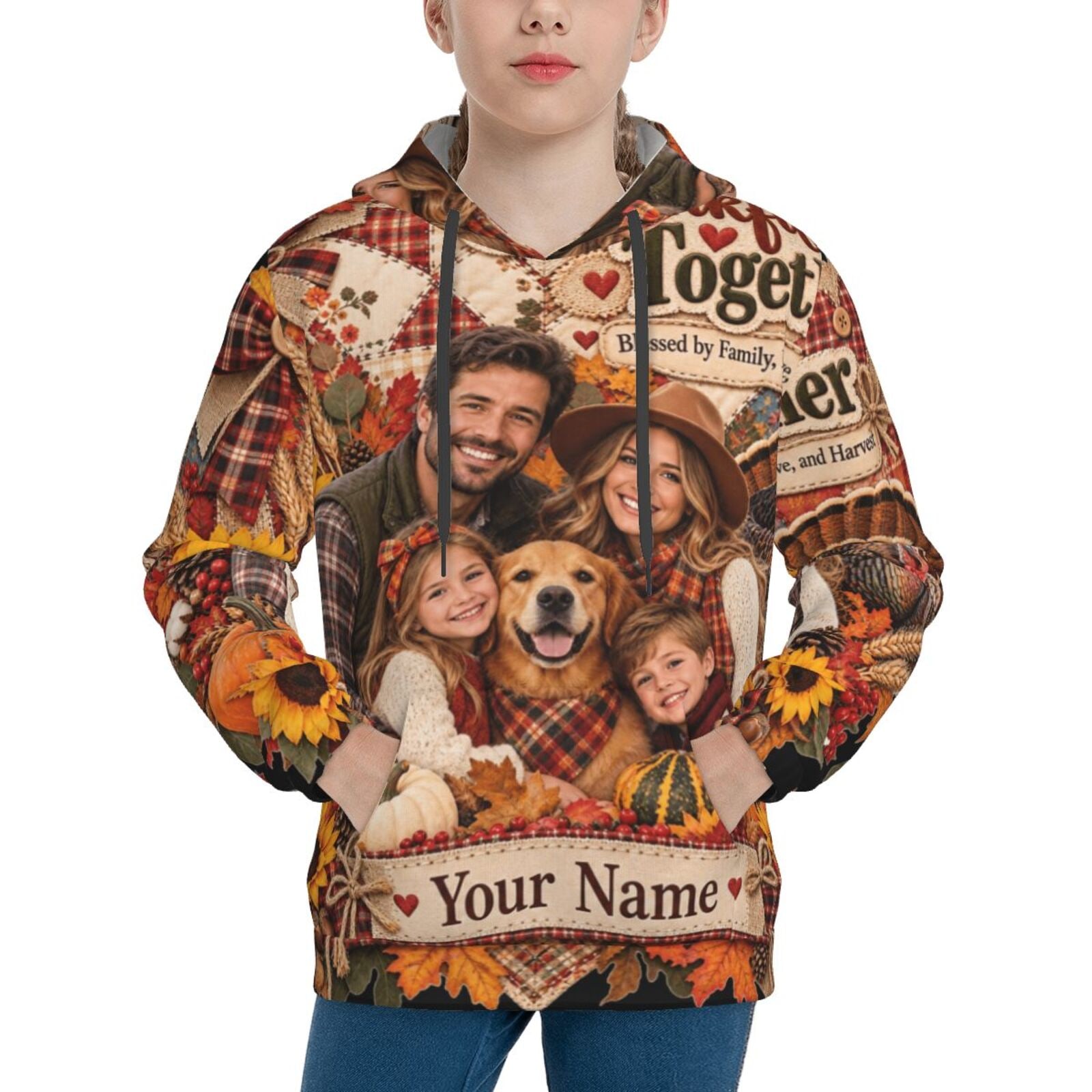 Thanksgiving Family Portrait 14 Hoodie pull-over pour ados