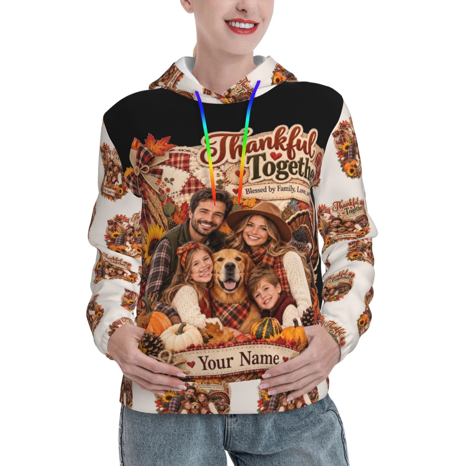 Thanksgiving Family Portrait 14 Hoodie pour femmes