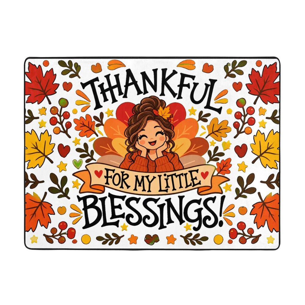 Thanksgiving Gratitude Portrait Area Rug 63×48 in