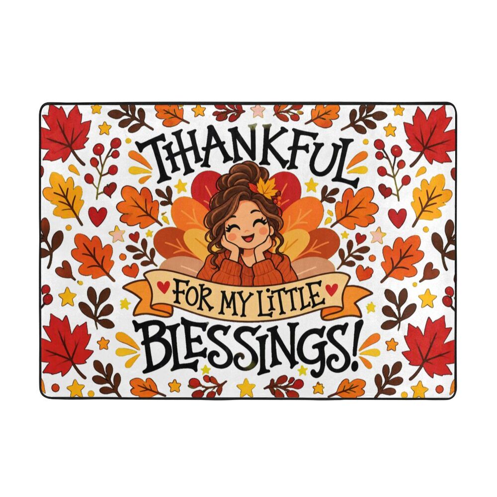 Thanksgiving Gratitude Portrait Area Rug 80×58 in