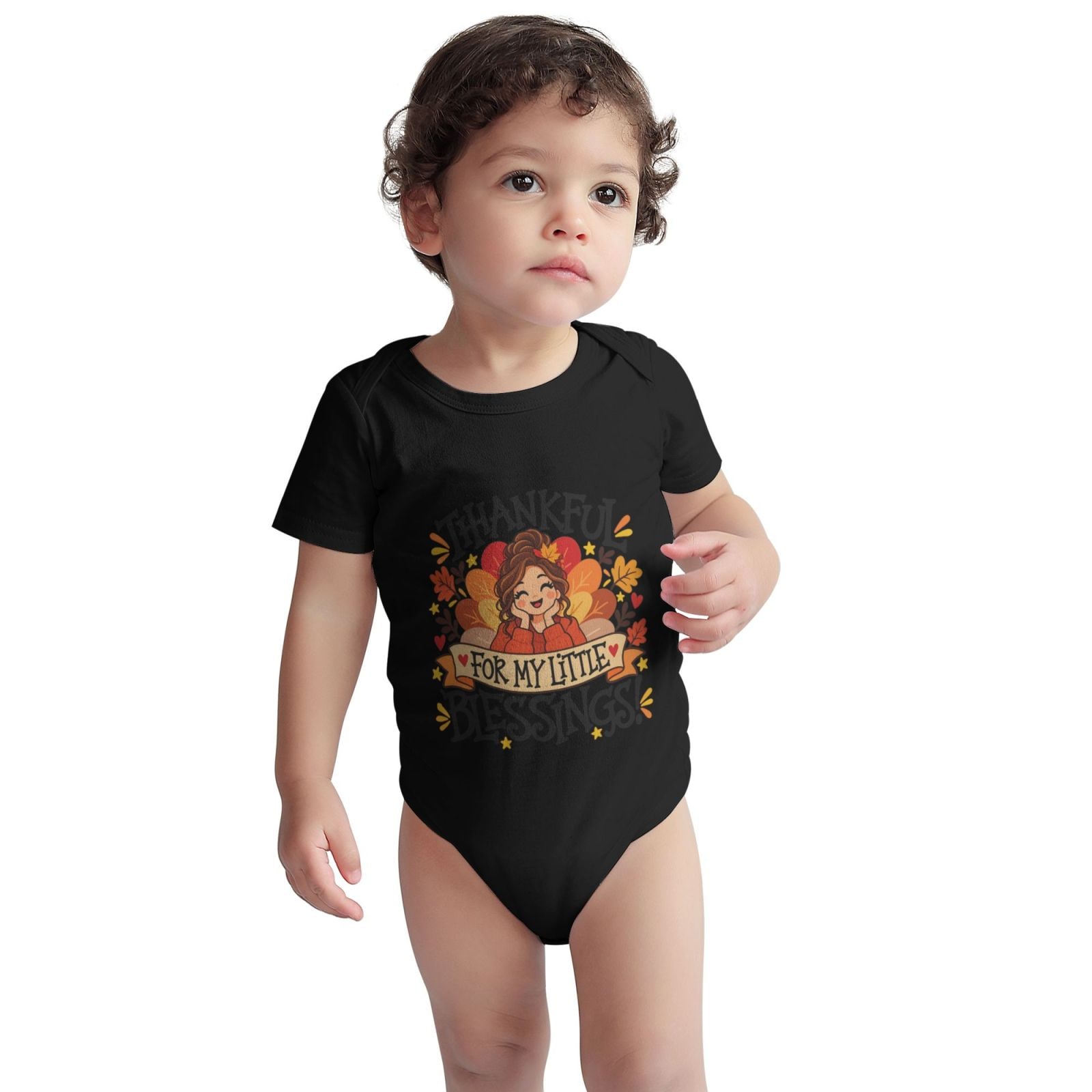 Thanksgiving Gratitude Portrait Baby Short-Sleeve Onesie