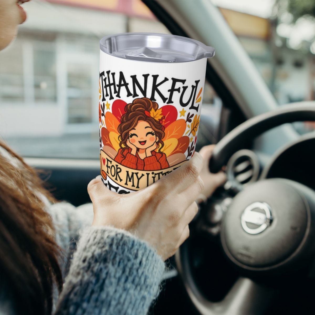 Retrato de gratitud de Acción de Gracias 20oz Car Tumbler
