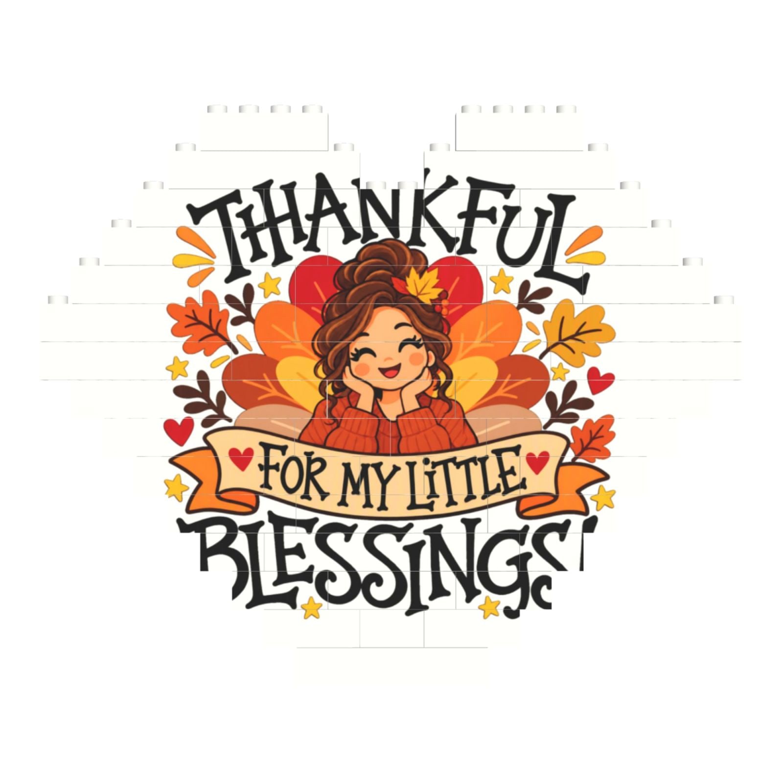 Thanksgiving Gratitude Portrait Heart Building Block Puzzle