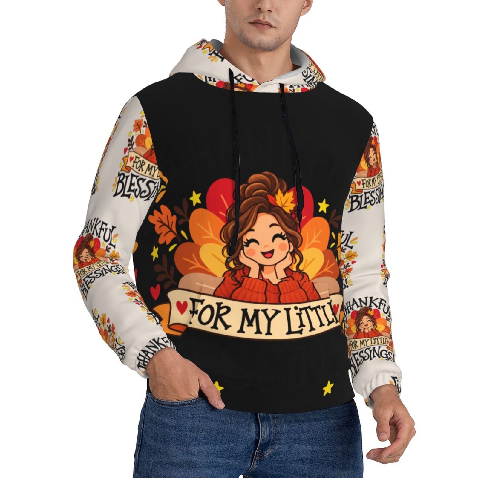 Thanksgiving Gratitude Portrait Men's Hoodie