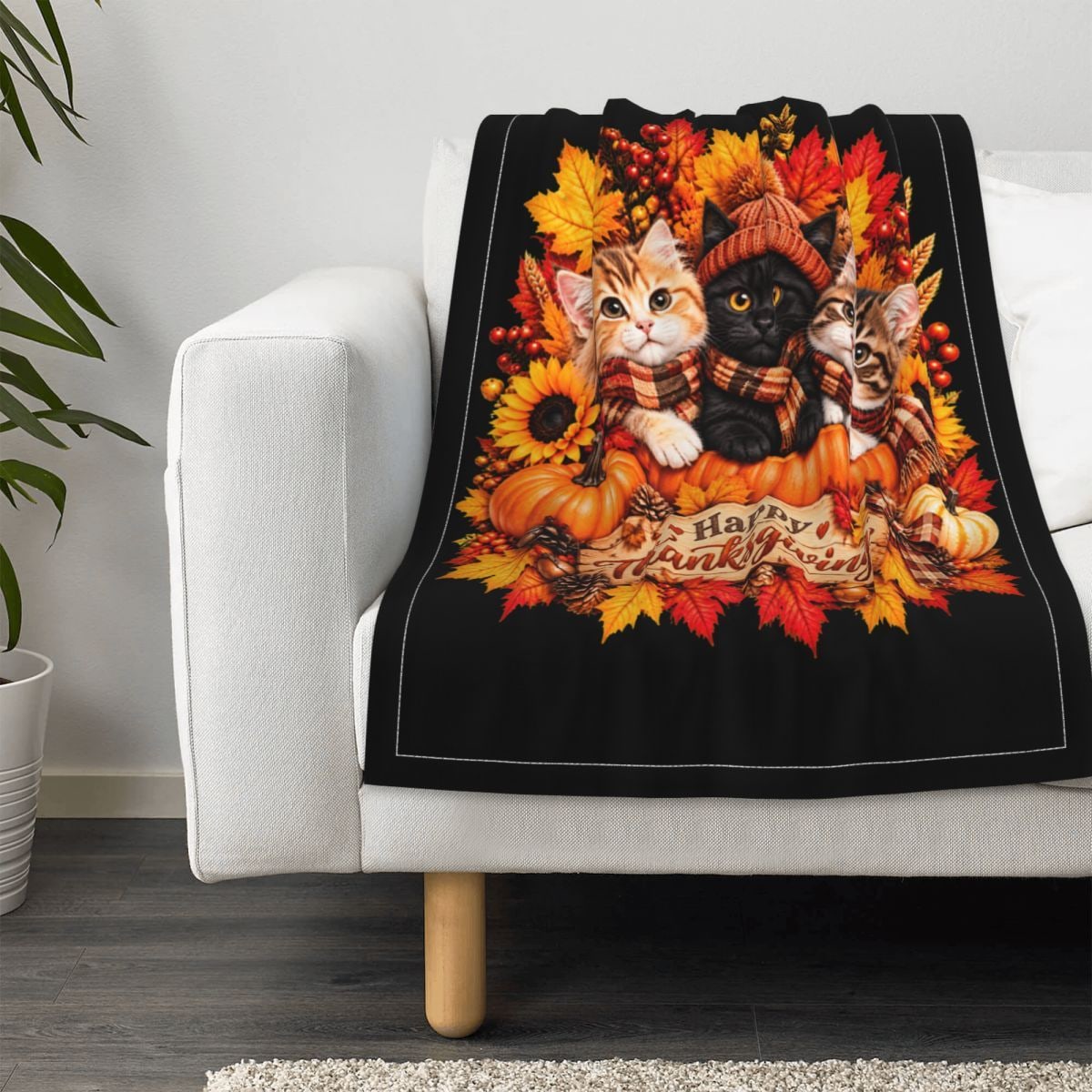 Erntedankfest-Katzen-Trio Babydecke 30×40 in