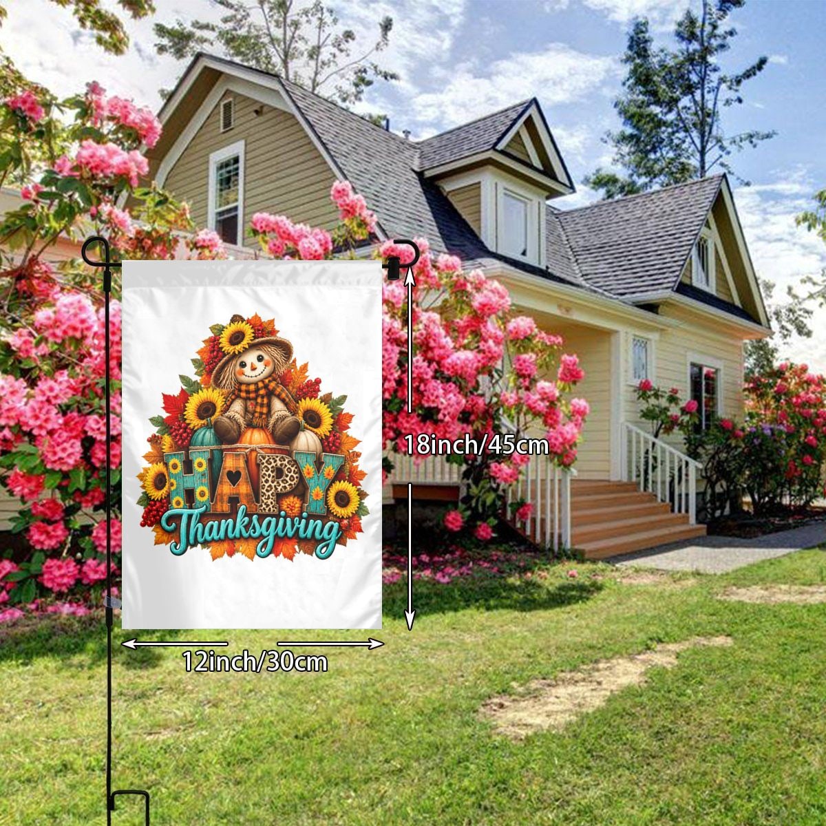 Erntedank-Katzenfreude Garden Flag 12×18 in