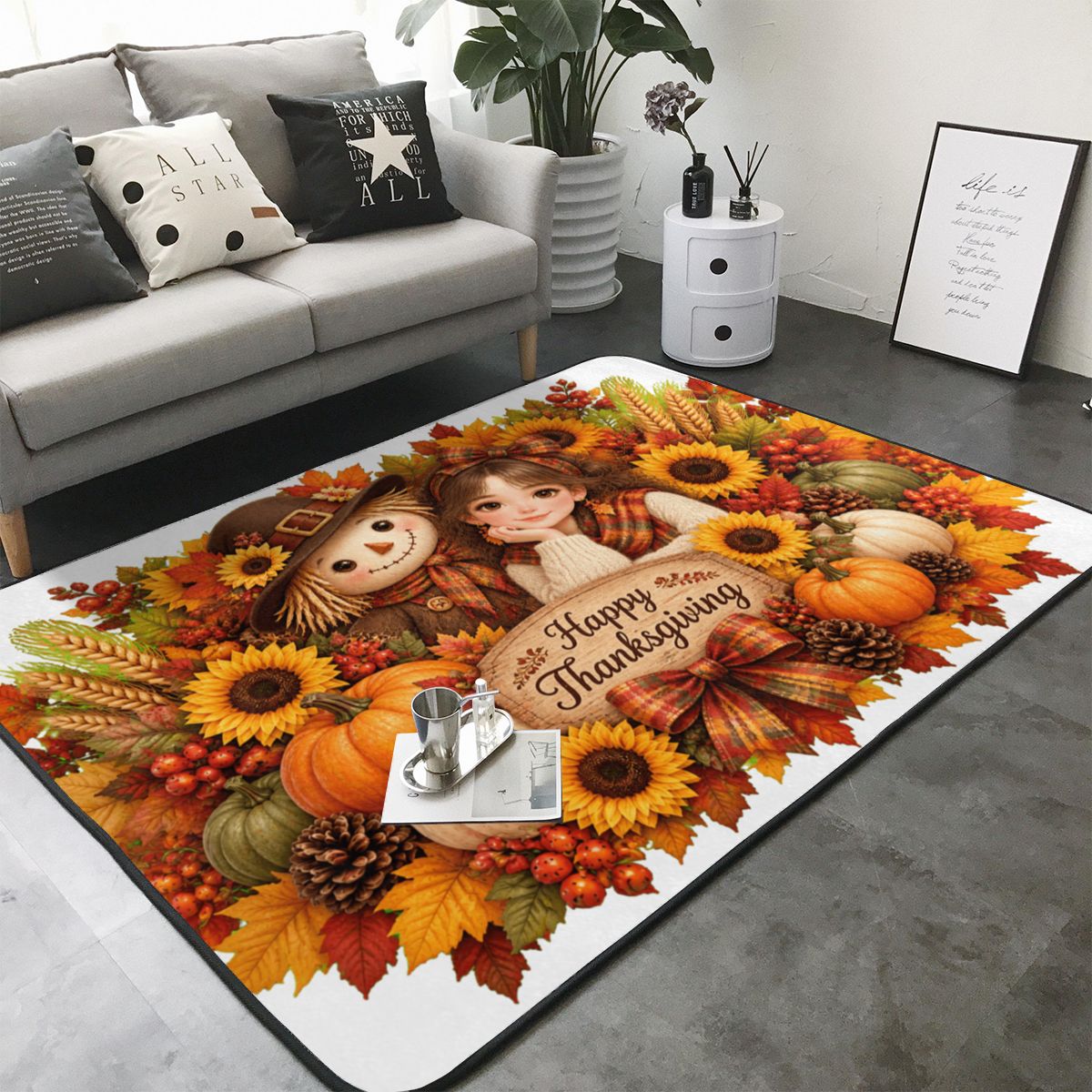Erntedank-Ernte-Charme Teppich 80×58 Zoll