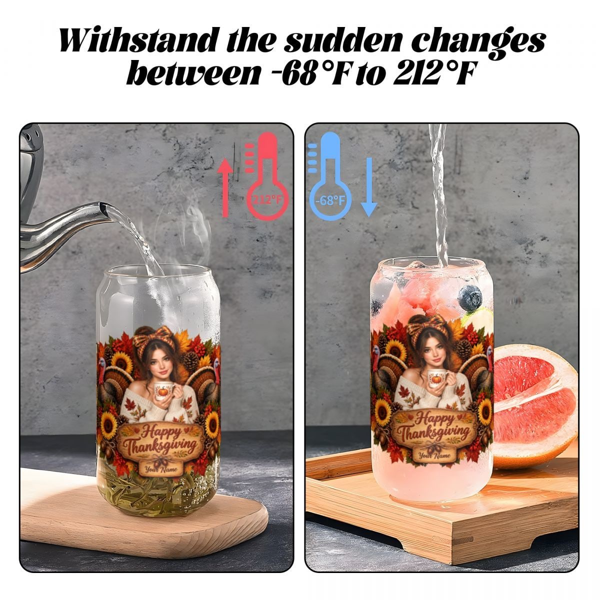 16oz Glass Can with Bamboo Lid