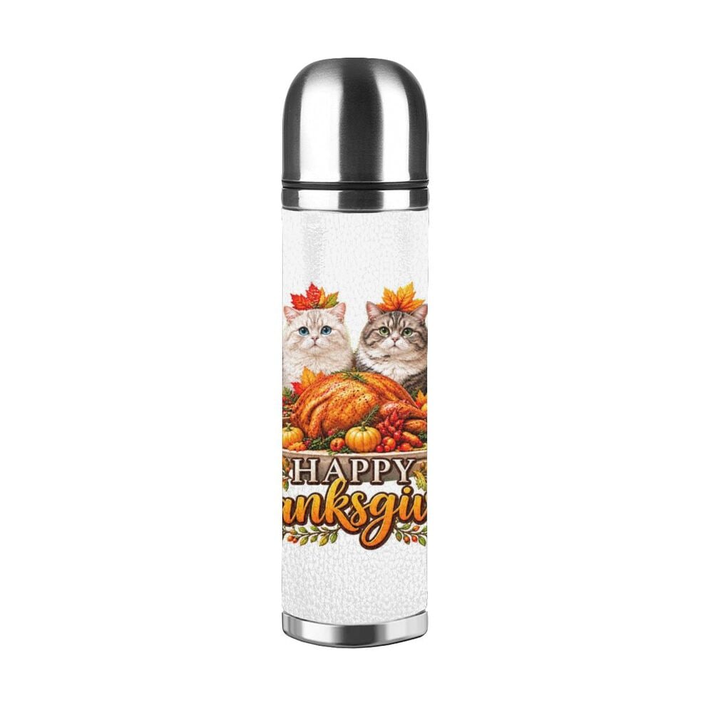Thanksgiving Feline Feast Stainless Steel Water Bottle
