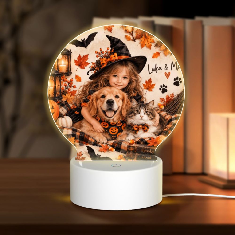 Thanksgiving Gratitude Portrait Round Acrylic Night Light